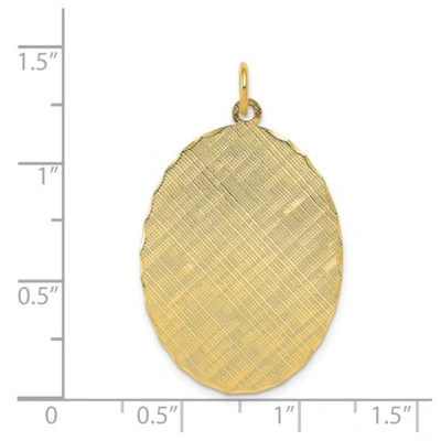 Pre-owned Accessories & Jewelry 14k Yellow Gold 35mm X 22mm Large Linen Patterned Engravable Oval Disc Charm