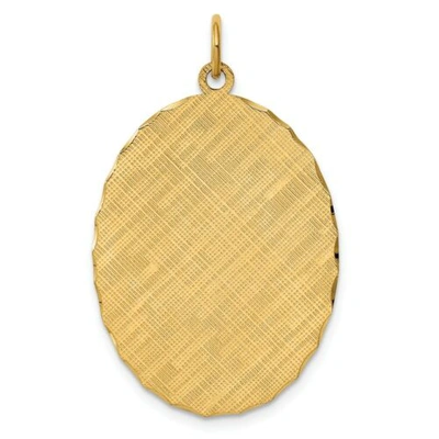 Pre-owned Accessories & Jewelry 14k Yellow Gold 35mm X 22mm Large Linen Patterned Engravable Oval Disc Charm