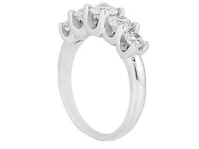 Pre-owned Jewelwesell 5stone 1.03ct Diamond Wedding Band Ring 10k White Gold Round Brilliant Cut I Si2