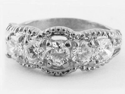 Pre-owned Jewelwesell Real 1.00ct Diamond Wedding Band Ring 950 Platinum Round Cut F Vs1 Prong Setting