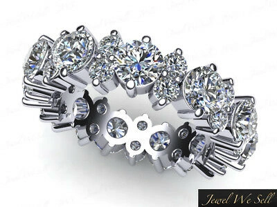 Pre-owned Jewelwesell 3.0ct Round Diamond Garland Eternity Bridal Band Ring 10k White Gold I Si2 Prong