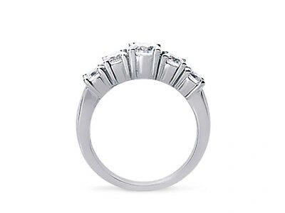 Pre-owned Jewelwesell 5stone 1.40ct Diamond Wedding Band Ring 950 Platinum Round F Vs2 Prong Bezel In White