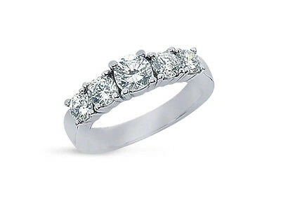Pre-owned Jewelwesell 5stone 1.40ct Diamond Wedding Band Ring 950 Platinum Round F Vs2 Prong Bezel In White