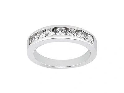 Pre-owned Jewelwesell Real 0.35ct Diamond Wedding Band Ring Platinum Round Brilliant Cut F Vs1 Channel