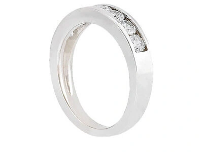 Pre-owned Jewelwesell Real 0.35ct Diamond Wedding Band Ring Platinum Round Brilliant Cut F Vs1 Channel