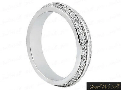 Pre-owned Jewelwesell 0.45ct Round Diamond 2row Knife Edge Wedding Eternity Band Ring 14k H Si2 Bead
