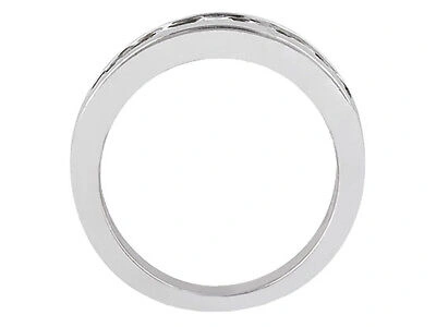 Pre-owned Jewelwesell Real 0.35ct Diamond Wedding Band Ring Platinum Round Brilliant Cut F Vs1 Channel