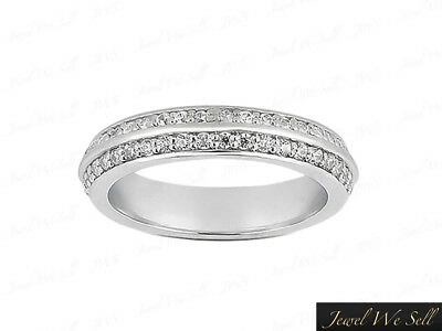 Pre-owned Jewelwesell 0.45ct Round Diamond 2row Knife Edge Wedding Eternity Band Ring 14k H Si2 Bead