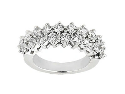 Pre-owned Jewelwesell Natural 1.40ct Diamond Wedding Band Ring 14k White Gold Round I Si2 Prong Set