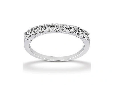Pre-owned Jewelwesell 0.63ct Diamond Wedding Band Ring Traditional 14k White Gold Round Prong I Si2
