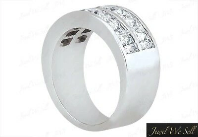 Pre-owned Jewelwesell 1.96ct Diamond Wedding Band Ring 14k White Gold Princess Cut Channel Set Si1