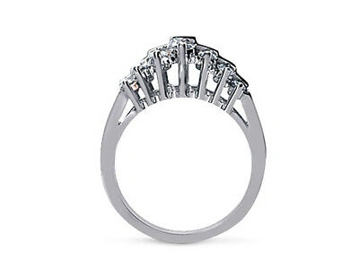 Pre-owned Jewelwesell 1.1ct Diamond Wedding Band Ring Cluster 14k White Gold Round Brilliant Cut H Si2