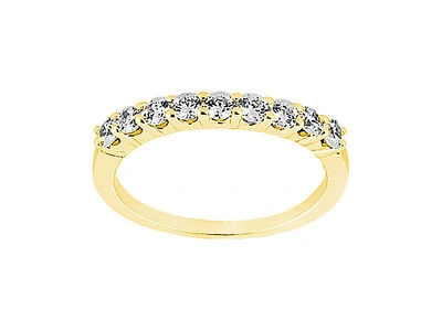 Pre-owned Jewelwesell Natural 0.45ct Diamond Wedding Band Ring 14k Yellow Gold I Si2 Prong Setting
