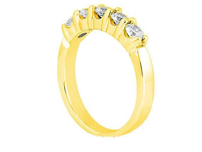 Pre-owned Jewelwesell Natural 0.45ct Diamond Wedding Band Ring 14k Yellow Gold I Si2 Prong Setting