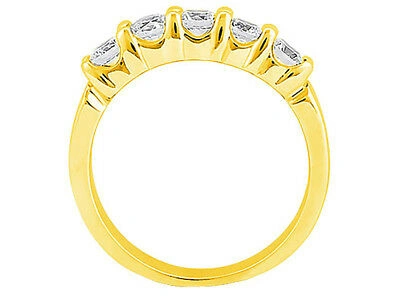Pre-owned Jewelwesell Natural 0.45ct Diamond Wedding Band Ring 14k Yellow Gold I Si2 Prong Setting