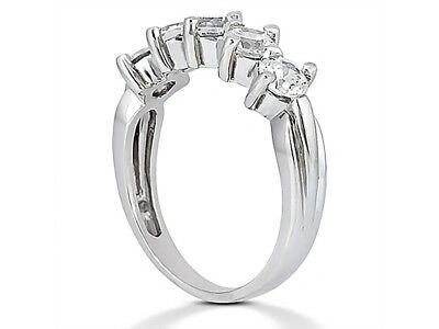 Pre-owned Jewelwesell 5stone 0.50ct Diamond Wedding Band Ring 18k White Gold Round Brilliant Cut I Si2