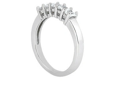 Pre-owned Jewelwesell 5stone 0.70ct Diamond Gallery Wedding Band 14kt White Gold Princess I Si2 Prong