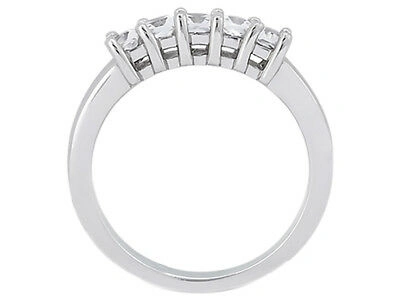 Pre-owned Jewelwesell 5stone 0.70ct Diamond Gallery Wedding Band 14kt White Gold Princess I Si2 Prong