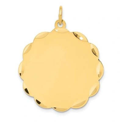 Pre-owned Accessories & Jewelry 14k Yellow Gold Medium 25mm Plain Engravable Faceted Scalloped Disc Charm