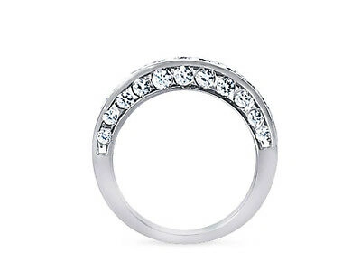 Pre-owned Jewelwesell 1.46ct Diamond Wedding Band Ring 14k White Gold Round Brilliant Cut Bezel Si1