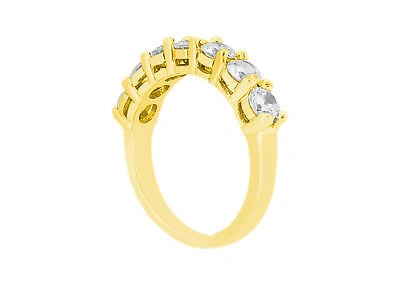 Pre-owned Jewelwesell 7stone 0.49ct Round Cut Diamond Wedding Band Ring 18kt Yellow Gold Si1 Prong