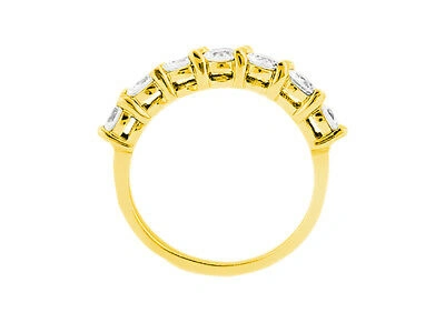 Pre-owned Jewelwesell 7stone 0.49ct Round Cut Diamond Wedding Band Ring 18kt Yellow Gold Si1 Prong