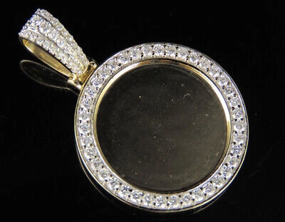 Pre-owned Memory 10k Yellow Gold  Frame Medallion Photo Engrave Diamond Pendant 1.15 Ct In G-h