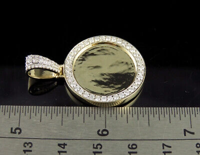 Pre-owned Memory 10k Yellow Gold  Frame Medallion Photo Engrave Diamond Pendant 1.15 Ct In G-h