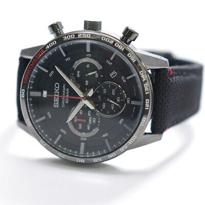 Pre-owned Seiko Ssb359 Chronograph 45.2mm Men's Chronograph 100m Waterproof  Leather Watch | ModeSens
