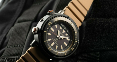 Pre-owned Seiko Brand Men's Solar Diver Arnie Prospex Tan Silicone Band  Watch Snj029 | ModeSens