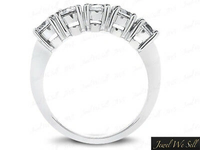 Pre-owned Jewelwesell 5stone 1.75ct Diamond Wedding Band Ring 18k White Gold Round Brilliant Cut Si1