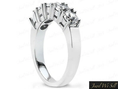 Pre-owned Jewelwesell 5stone 1.75ct Diamond Wedding Band Ring 18k White Gold Round Brilliant Cut Si1