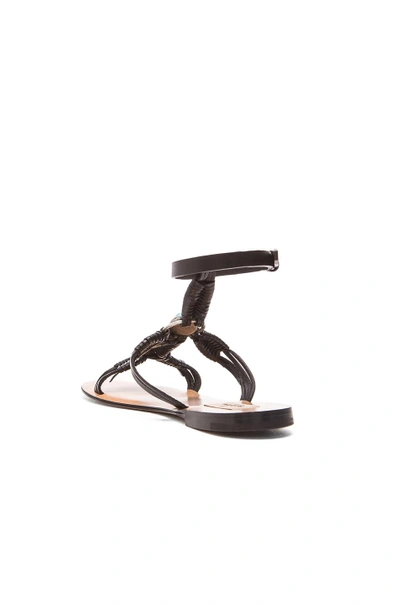 Shop Valentino Scarab Sandals In Black, Turquoise & Antique Silver