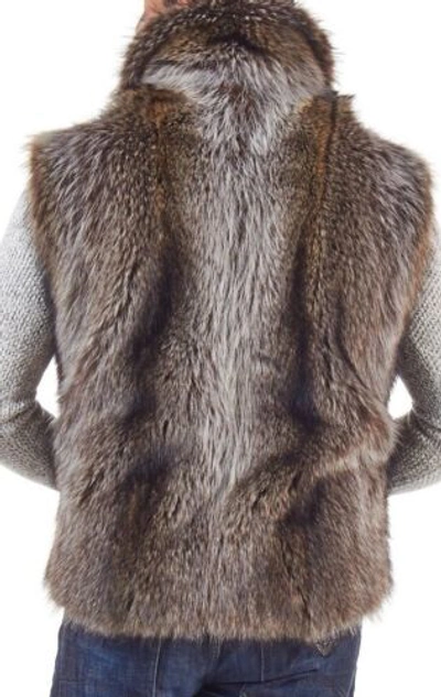 Pre-owned Handmade Man's Real Real Raccoon Fur Vest All Sizes  Custom Made 26"- 28" Length In Natural Color