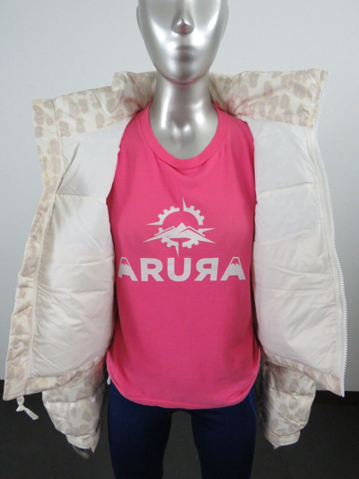 Pre-owned The North Face Womens  Printed Nuptse Short Crop 700-down Jacket - Grey Leopard In Silver Grey Leopard Print