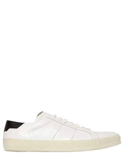 Shop Saint Laurent Court Leather Sneakers In White/black