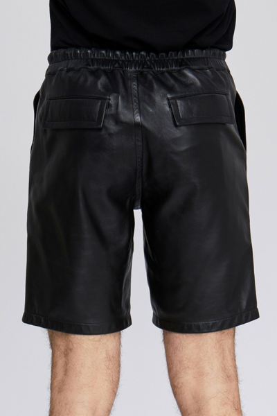 Pre-owned Suvi Nyc Men's Elegant 100% High-end Quality Real Leather Shorts Lambskin Side Pockets In Black