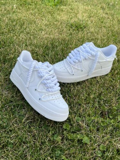 Nike Air Force Ones Size 10 Men. White Rope Lace. Off White Lacing System  Custom