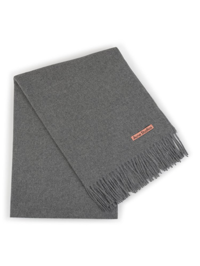 Shop Acne Studios Logo Patch Scarf In Grey