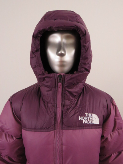 Pre-owned The North Face Womens  Nuptse Belt Mid 700-down Insulated Hooded Jacket - Purple
