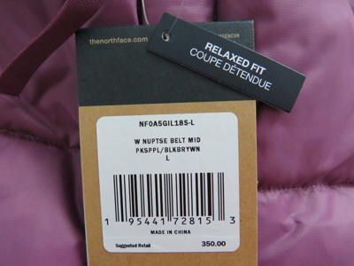 Pre-owned The North Face Womens  Nuptse Belt Mid 700-down Insulated Hooded Jacket - Purple