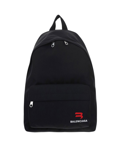 Shop Balenciaga Explorer Logo Embroidered Zipped Backpack In Black
