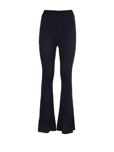 Shop Stella Mccartney Knitted Flared Trousers In Blue