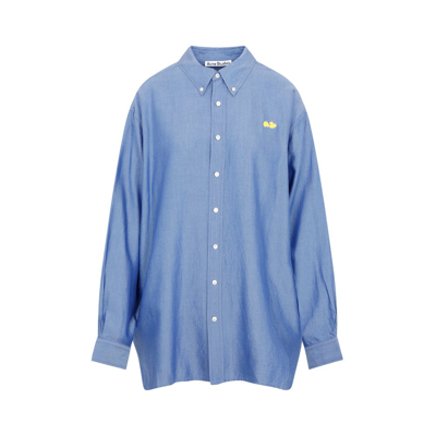 Shop Acne Studios Logo Embroidered Shirt In Blue