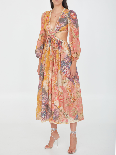 Shop Zimmermann Pattie Patchwork Dress In Printed