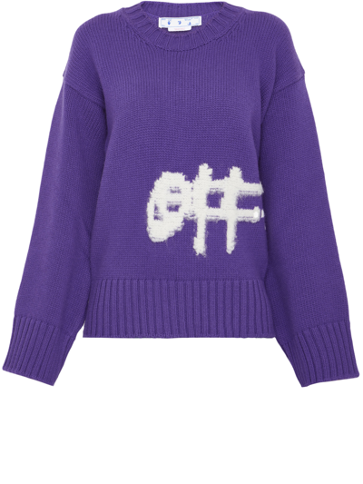 Shop Off-white Purple Sweater With Logo In Viola/bianco