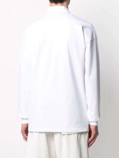 Shop Mackintosh Horizontal-stripe Rugby Sweatshirt In White