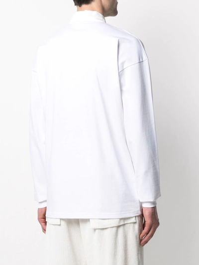 Shop Mackintosh Horizontal-stripe Rugby Sweatshirt In White