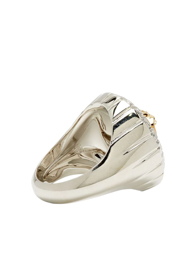 Shop Versace Medusa Head Motif Embossed Ring In Silber
