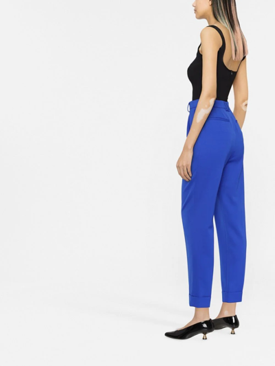 Saint Laurent High-rise Wool Gabardine Pants In Blau